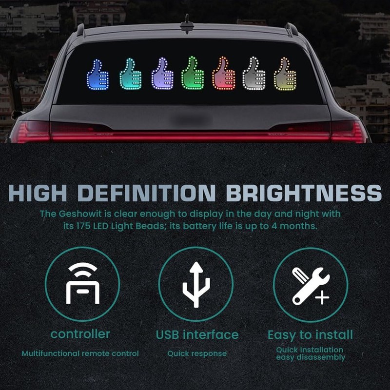 Car Hand Gesture Light LED Sign Finger Light Window Gesture