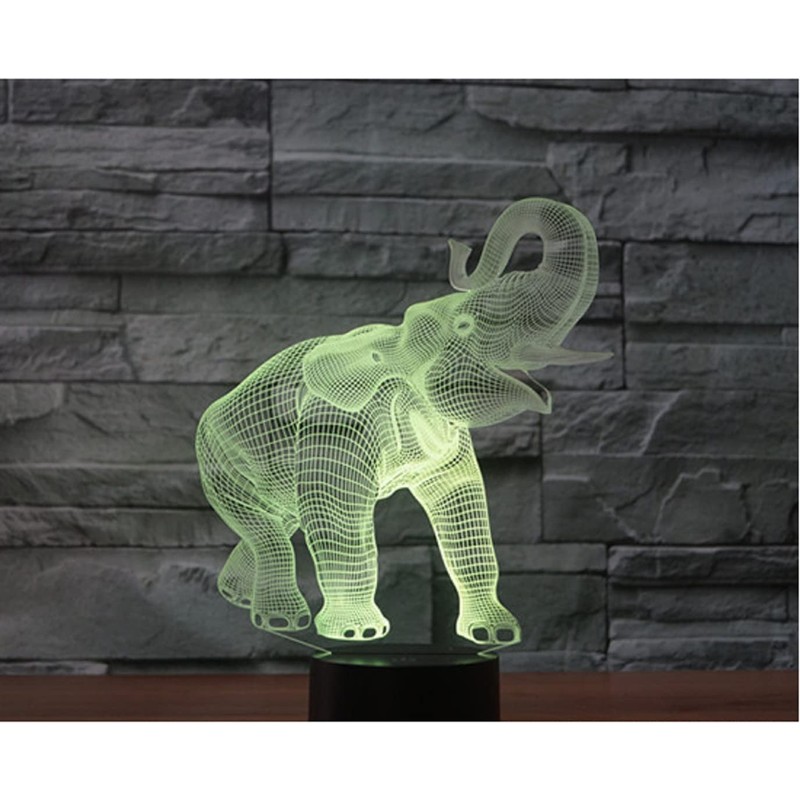 SUPERRUIDALONG 3D Lamp Elephant Night Light Remote Control Power Touch