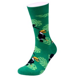 LYF STILE Toucan Tropical Rainforest Birds - Novelty Funny Socks - Green Cotton Blend Mens Womans UK Size 5-11 - 1 Pair