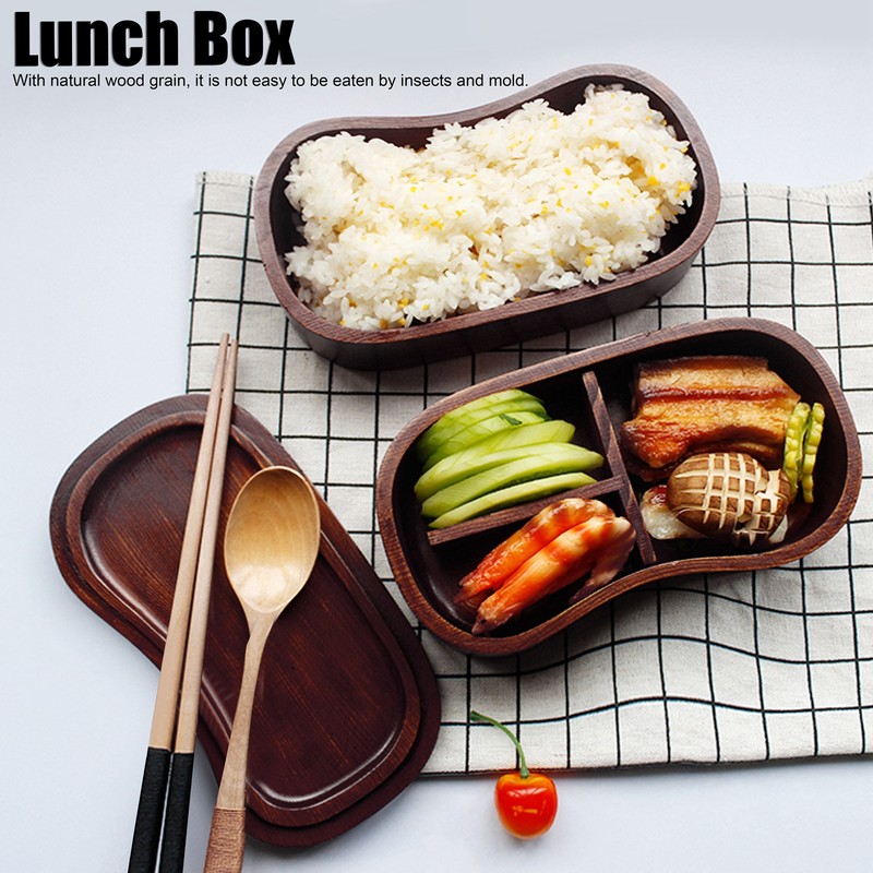 Portable Lunch Box Set Japanese Wooden Food Storage Container for