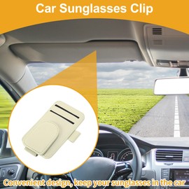 REPAIROCK Car Sunglasses Clip Magnetic Universal Sun Visor Eyeglasses Holder Clip PU Leather Beige 11.2x7cm 1 Pcs