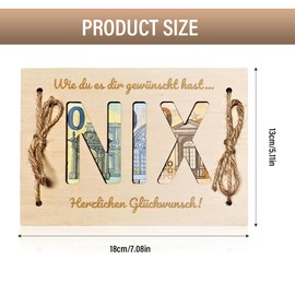 JAWUZ Money Gift Nothing, Du Wolltest Ja Nichts Gift, Nix Funny Gifts for Men and Women, Gift for Birthday, Wedding, Travel, Money Gift Packaging Made of Wood, a