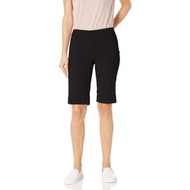 SLIM-SATION womens Plus Size Wide Band Pull-on Solid Walking Shorts, Black, 18 US