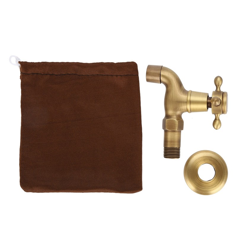 Wall Mounted Vintage Solid Brass Faucet Single Cold Water Tape