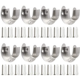 Creatyi Heavy Duty Closet Rod Brackets Closet Shower Rod Bracket Closet Rod Holders Closet Pole Sockets Closet Rod Supports for 1 1/4 Inch Rod (8 PCS, Silver)