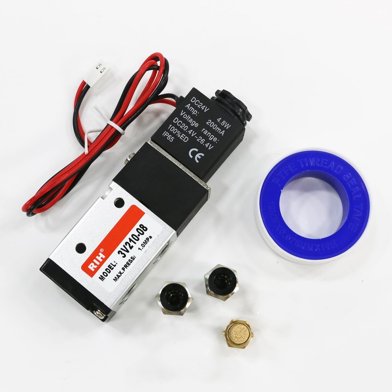 RIH Pneumatics Solenoid Valve 3V210-08 12V/24V/110V Single Coil Pilot-Operated Electric