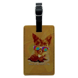 Beam Me Up Scottie Dog Suglasses Retro Rectangle Leather Luggage Card ID Tag