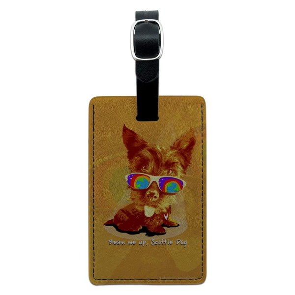 Beam Me Up Scottie Dog Suglasses Retro Rectangle Leather Luggage