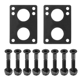 PATIKIL Skateboard Riser Pads Screws Set, 2 Pack 6mm Rubber Shock Rise Pad with 8pcs Mounting Screws Nuts Hardware Repair Kit for Cruiser, Black