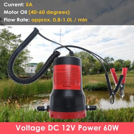 Amarine Made 12V 60W Oil Change Pump Extractor, Oil/Diesel Fluid Pump Extractor Scavenge Oil Change Pump Transfer Suction Transfer Pump with Tubes Truck Rv Boat ATV (Red)