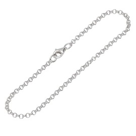 NKlaus Elegant Pea Chain Round 925 Silver 2.5 mm Wide Necklace Silver Chain, 19 centimetres, Sterling Silver