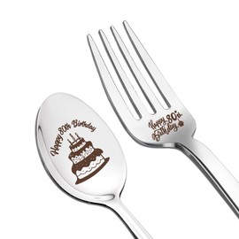 Happy 80th Birthday Gifts for Mom Dad 80 Year Old Birthday Gift for Grandma Grandpa 1945 Bday Gifts for Men Women Best Friend 80th Bday Presents for Wife Husband 80 Yr Old Gift Fork Spoon Set 2 Pcs