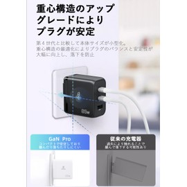 65W Charger, MacBook Rapid Charger, PD Charger, 3 Ports, USB type-c, PSE Certified, PPS Standard Compatible, USB C Outlet, AC Adapter, Ultra Compact AC Charger, GaN Laptop, Smartphone Charger, Type C