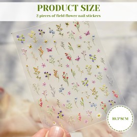 Calkkrer 2 Stück Blumen Nagel Aufkleber, Frühlings Floral Nageldesign, 5D Embossed Nail Art Zubehör, Selbstklebend Nageldeko, Nagel Sticker für Frauen Maniküre