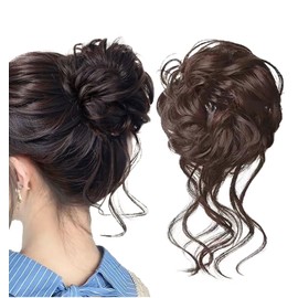 Herbeluemily Bun Wig, Extension, Long Partial Wig, Wave, Elegant, Volume, Hair, Dark Brown