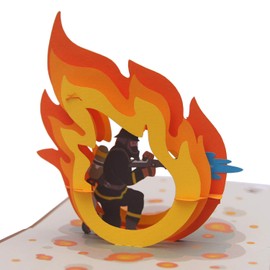 CUTE POPUP - Labor's Day Pop Up Card with Fireman Design, Birthday Card, Graduation Card, Father's Day Card, Fire Truck Thank You Cards for Boyfriend, Husband, Firefighter on any Special Occasions