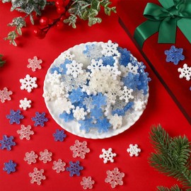 GSHLLO 90 Pcs Mini Resin Snowflakes Glitter Christmas Snowflakes Flat Back Crafting Snowflakes Small Snow Ornaments Christmas Tree Snowflake Decorations for DIY Crafts