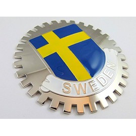 Grille Badge Sweden for car Truck Grill Mount Swedish Flag Emblem Chrome