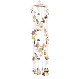 laddawan Colorful Spiral Shape Seashell Wind Chimes for Indoor or Outdoor (Rope and Shell)