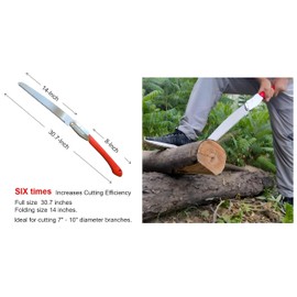 DragonflyTEC Large Folding Saw:Extra-Long 14-Inch Blade Camping Saw for Hiking Camping.Folding Camp Saw with Pulse Harded Blade for Dry Wood/Tree Trimming,Folding Hand Saw is SK5-Steel