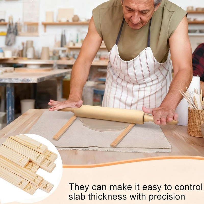 Clay Rolling Pin Guides, 10Pcs Pottery Teaching Rolling Mud Stick