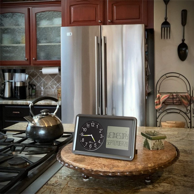 DayClocks Atomic Combines Analog Time and Digital Display for Day