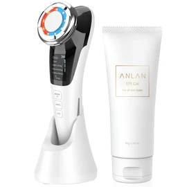 【Featured in Bijin Hyakka 】ANLAN Hot and Cold Facial Machine EMS Lift Hot and Cold Care LED Light Beauty 1 Unit 8 Functions Beauty Facial Machine Ion Introduction Ion Extraction Pores Home Use (White