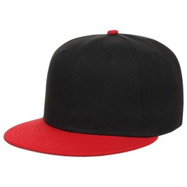 Lids Blank Full Court w/Colored Under Visor Fitted Cap Black/Red/Grey 7