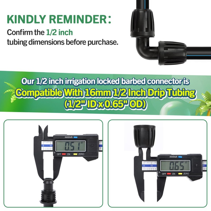 Kcropp 12 Pack Drip Irrigation Elbow Fittings for 1/2 Inch