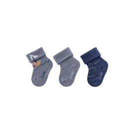 Sterntaler Baby Socks Pack of 3 with Boat Waves and Motif Plain - Baby Socks with Envelope and High Cotton Content - Summer Socks for Boys, grey