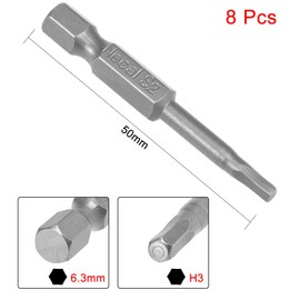 sourcing map 8 Pcs H3 Magnetic Hex Head Screwdriver Bits, 1/4 Inch Hex Shank 2-inch Length S2 Power Tools