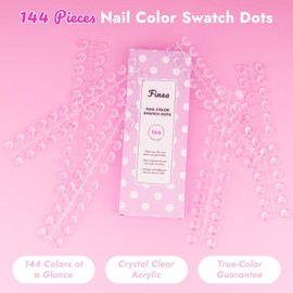 Finea 144pcs Gel Nail Polish Color Display Swatch Dots with Stickers Clear Transparent Acrylic Plastic Labels Nail Art Paint Color Analysis Chart Sample Accessories Nail Tech Must Have Salon Supplies