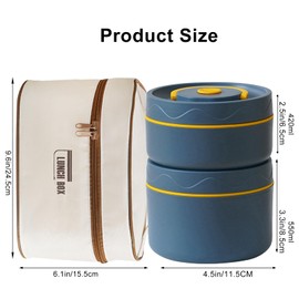 Stainless Steel Bento Box Adult Lunch Box,Portable Insulated Lunch Container Set,65oz Stackable Leak-Proof Bento Lunch Box with Bag,Keep Food Warm Insulated Food Container for Men Women(Blue,4 Layer)