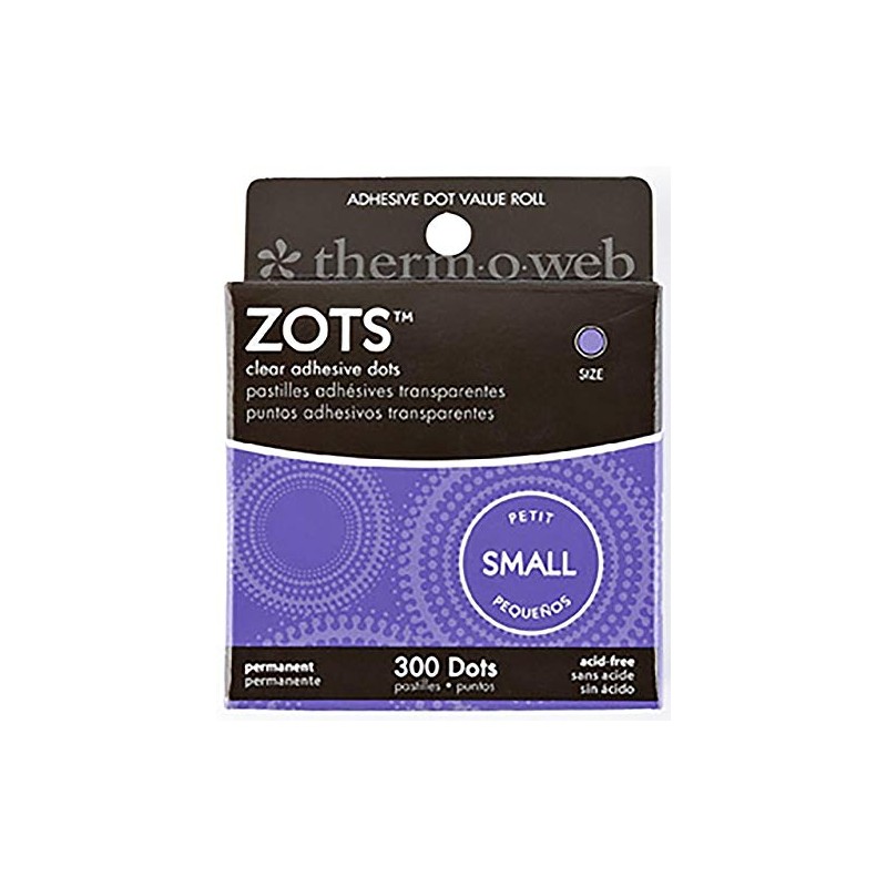 Thermoweb Zots Clear Adhesive Dots, Small, 3/16-Inch-by-1/64-Inch Thick, 300-Pack