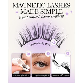BEYELIAN Magnetic Eyelashes Natural Look Soft Magnetic Lashes with Applicator Reusable No Glue Needed False Eyelashes Easy to Wear and Remove (1 Pair,SME03)
