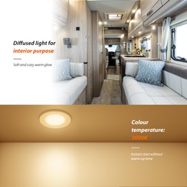 Dream lighting RV Interior LED Lights 12volt Recessed Pot Light RV Trailer Boat Under Cabinet Lighting White Shell Warm White, Pack of 2
