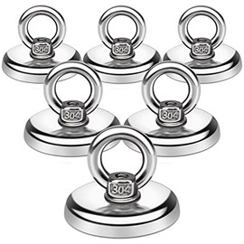 BAVITE Magnetic Hooks, Heavy Duty Magnetic Hooks with Countersunk Hole Eyebolt, Perfect for Home, Kitchen, Workplace, Office and Garage, Pack of 6