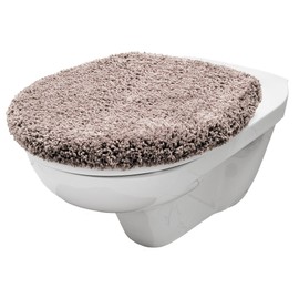 Brandsseller Toilet Lid Cover 38 x 48 cm Cut-Out Made of Soft Microfibre Fabric Toilet Seat Cover for Optimal Comfort and Style Taupe