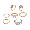 Rrdaily Dainty Stackable Knuckle Crystal Rings Set for Women,Knuckle Purple