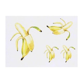 4 x 'Peeled Banana' Temporary Tattoos - Water Resistant, Skin-Safe, Non-Toxic Transfers, Mixed Sizes (TO00068964)