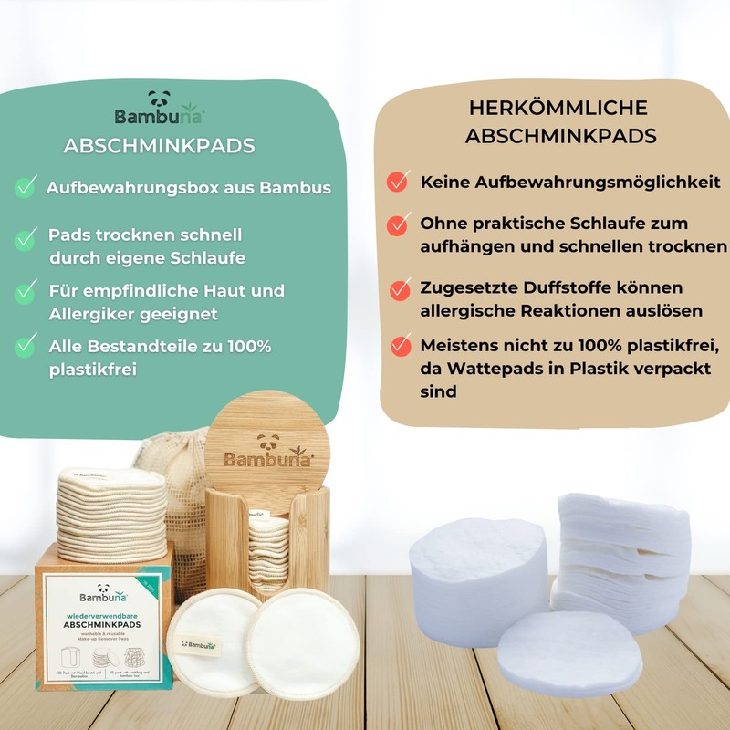 Bambuna® Washable Make-Up Pads (Pack of 18) with Elegant Bamboo