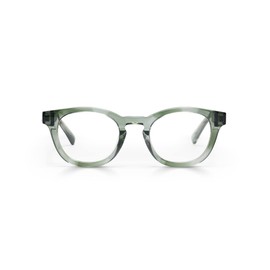 eyebobs Waylaid Premium Readers for Women and Men | Round Average Fit Reading Glasses | Olive Demi Crystal Front and Temples | 1.75 Magnification