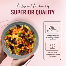 American Atelier Large Pasta Bowls Set of 4-40 oz, Microwave and Dishwasher Safe, Wide Shallow Stoneware Salad Bowl Set, Plates for Serving Dinner, Kitchen, and Eating (Light Blue)