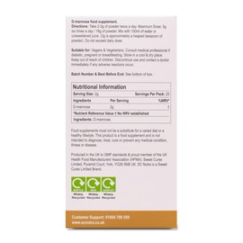 Sweet Cures Waterfall D-Mannose Powder 50g – Pure Birch D-Mannose - Suitable for Vegetarians and Vegans