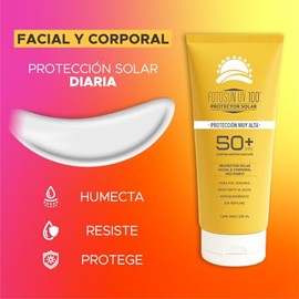 FOTOSUN UV FPS 50 Protector Solar Adulto 125 ml, resistente al agua, bloqueador facial y corporal, uso diario, proteccin UVA y UVB                    
