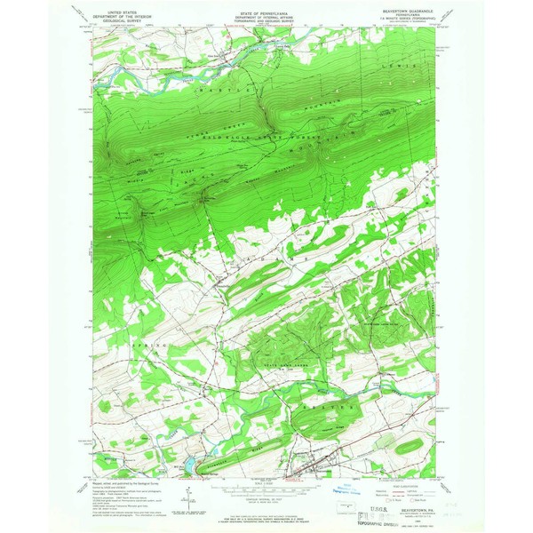 YellowMaps Beavertown PA topo map, 1:24000 Scale, 7.5 X 7.5