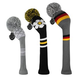 Scott Edward Knit Golf Head Covers for Woods Set of 3 Fits Well Driver(460cc) Fairway Wood and Hybrid(UT) The Perfect Change for Golf Bag