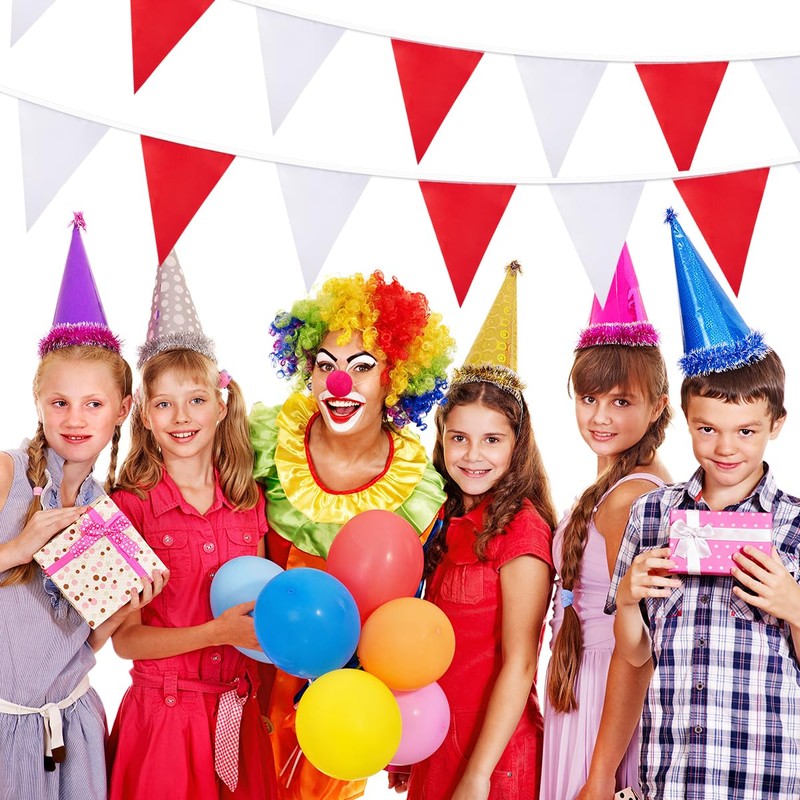 20M 52pcs Fabric Bunting Banner, Reusable Waterproof Triangle Pennant Banner