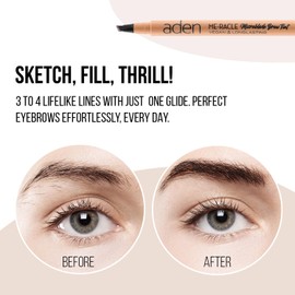 aden Microblading Eyebrow Pen – Brow Tint – Smudge Proof, Waterproof, Defined Micro Hair-Like Brows for Long-Lasting Wear - Made In Italy (02 Soft brown)