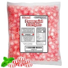 Peppermint Starlights Candy Mints. Real Peppermint Oil Infused Hard Candies, (1 Pound Bag).